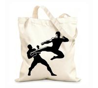 AILOONG Webbing Strap Tote Bag 12 oz thick fabric a wrestler kicking opponents chest Sketching bag 31x36cm Medium