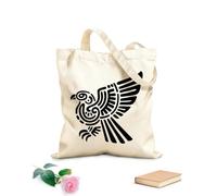 AILOONG Webbing Strap Tote Bag 12 oz thick fabric aztec totem eagle mayan and inca tribal symbol Sketching bag 35x40cm Large