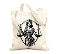 AILOONG Webbing Strap Tote Bag 12 oz thick fabric balanced demeanor emblem of justice lady fairest facade justice lady design Sketching bag 25x30cm Small