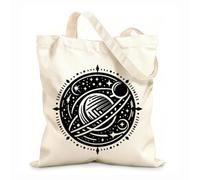 AILOONG Webbing Strap Tote Bag 12 oz thick fabric celestial mandala featuring planets stars and a geometric artistic and astrological design Sketching bag 25x30cm Small