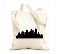 AILOONG Webbing Strap Tote Bag 12 oz thick fabric city silhouette landscape Sketching bag 35x40cm Large