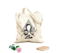 AILOONG Webbing Strap Tote Bag 12 oz thick fabric icon of zodiac sign leo with constellation with stars triangle as alchemical symbol Sketching bag 25x30cm Small