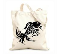 AILOONG Webbing Strap Tote Bag 12 oz thick fabric of a stylized koi fish perfect Sketching bag 25x30cm Small