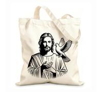 AILOONG Webbing Strap Tote Bag 12 oz thick fabric rendering of jesus christ Sketching bag 25x30cm Small