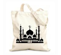 AILOONG Webbing Strap Tote Bag 12 oz thick fabric silhouette of a mosque dome with starry night Sketching bag 31x36cm Medium