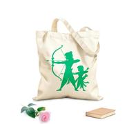 AILOONG Webbing Strap Tote Bag 340g/m² thick fabric a silhouette of two children with bows and arrows Sketching bag