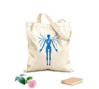 AILOONG Webbing Strap Tote Bag 340g/m² thick fabric a striking silhouette of a women with an ethereal aura radiating power and energy Sketching bag