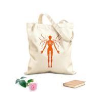 AILOONG Webbing Strap Tote Bag 340g/m² thick fabric a striking silhouette of a women with an ethereal aura radiating power and energy Sketching bag