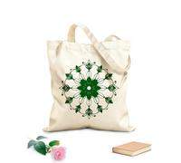 AILOONG Webbing Strap Tote Bag 340g/m² thick fabric A symmetrical mandala with a central flower shape and intricate flowing petal-like elements. Sketching bag
