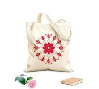 AILOONG Webbing Strap Tote Bag 340g/m² thick fabric A symmetrical mandala with a central flower shape and intricate flowing petal-like elements. Sketching bag