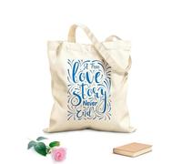 AILOONG Webbing Strap Tote Bag 340g/m² thick fabric a TRUE love story never end motivational quotes Sketching bag
