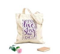 AILOONG Webbing Strap Tote Bag 340g/m² thick fabric a TRUE love story never end motivational quotes Sketching bag