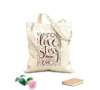 AILOONG Webbing Strap Tote Bag 340g/m² thick fabric a TRUE love story never end motivational quotes Sketching bag