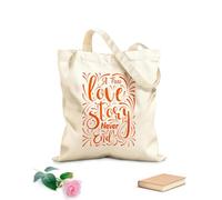 AILOONG Webbing Strap Tote Bag 340g/m² thick fabric a TRUE love story never end motivational quotes Sketching bag
