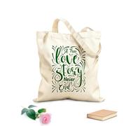 AILOONG Webbing Strap Tote Bag 340g/m² thick fabric a TRUE love story never end motivational quotes Sketching bag