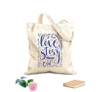 AILOONG Webbing Strap Tote Bag 340g/m² thick fabric a TRUE love story never end motivational quotes Sketching bag