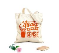 AILOONG Webbing Strap Tote Bag 340g/m² thick fabric awake every sense passionate coffee quotes typography Sketching bag