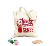 AILOONG Webbing Strap Tote Bag 340g/m² thick fabric awake every sense passionate coffee quotes typography Sketching bag