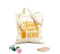 AILOONG Webbing Strap Tote Bag 340g/m² thick fabric awake every sense passionate coffee quotes typography Sketching bag