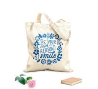 AILOONG Webbing Strap Tote Bag 340g/m² thick fabric Be your own reason to smile phrase self love quote Sketching bag
