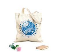 AILOONG Webbing Strap Tote Bag 340g/m² thick fabric minimalist cosmic featuring stylized celestial elements within a circular radiating energy lines Sketching bag