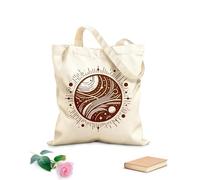 AILOONG Webbing Strap Tote Bag 340g/m² thick fabric minimalist cosmic featuring stylized celestial elements within a circular radiating energy lines Sketching bag