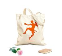AILOONG Webbing Strap Tote Bag 340g/m² thick fabric silhouette of muay thai fighter in action Sketching bag