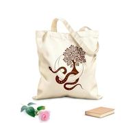 AILOONG Webbing Strap Tote Bag 340g/m² thick fabric snake on crescent moon and tree of life sac geometry occult celestial pagan witchcraft Sketching bag