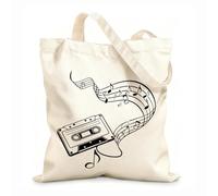 AILOONG Webbing Strap Tote Bag a four different types of music notes and musical instruments 12 oz thick fabric Sketching bag 31x36cm Medium