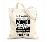 AILOONG Webbing Strap Tote Bag a positive attitude gives you power over your circumstances motivational quotes 12 oz thick fabric Sketching bag 35x40cm Large