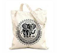 AILOONG Webbing Strap Tote Bag a powerful stylized of an elephant in a historical or ceremonial scene 12 oz thick fabric Sketching bag 31x36cm Medium