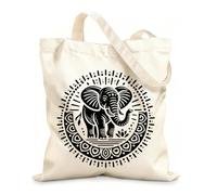 AILOONG Webbing Strap Tote Bag a powerful stylized of an elephant in a historical or ceremonial scene 12 oz thick fabric Sketching bag 25x30cm Small