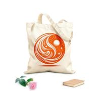AILOONG Webbing Strap Tote Bag A rotating universe inspi by Yin and Yang with sun stars and flowing elements presented in a striking way 340g/m² thick fabric Sketching bag
