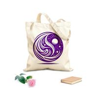 AILOONG Webbing Strap Tote Bag A rotating universe inspi by Yin and Yang with sun stars and flowing elements presented in a striking way 340g/m² thick fabric Sketching bag