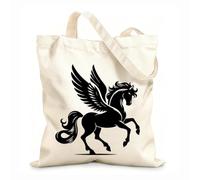 AILOONG Webbing Strap Tote Bag a silhouette of a mythical creature of pegasus on a horse with wings on hind legs 12 oz thick fabric Sketching bag 35x40cm Large