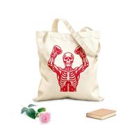 AILOONG Webbing Strap Tote Bag a skeleton with boxing gloves on his hands 340g/m² thick fabric Sketching bag