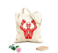 AILOONG Webbing Strap Tote Bag a skeleton with boxing gloves on his hands 340g/m² thick fabric Sketching bag