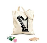 AILOONG Webbing Strap Tote Bag a striking silhouette of a celtic harp ideal 12 oz thick fabric Sketching bag 31x36cm Medium