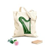 AILOONG Webbing Strap Tote Bag a striking silhouette of a celtic harp ideal 340g/m² thick fabric Sketching bag