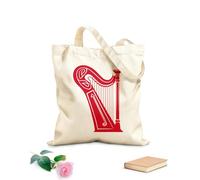 AILOONG Webbing Strap Tote Bag a striking silhouette of a celtic harp ideal 340g/m² thick fabric Sketching bag
