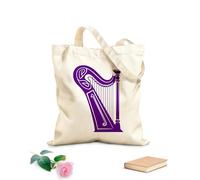 AILOONG Webbing Strap Tote Bag a striking silhouette of a celtic harp ideal 340g/m² thick fabric Sketching bag