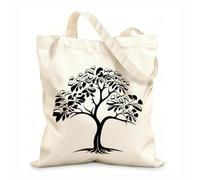 AILOONG Webbing Strap Tote Bag a stylized tree with a trunk and branches representing growth life and strength 12 oz thick fabric Sketching bag 35x40cm Large