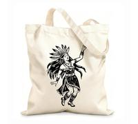 AILOONG Webbing Strap Tote Bag a vintage style of native dancer 12 oz thick fabric Sketching bag 25x30cm Small