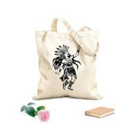 AILOONG Webbing Strap Tote Bag a vintage style of native dancer 12 oz thick fabric Sketching bag 35x40cm Large