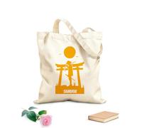 AILOONG Webbing Strap Tote Bag A warrior stands in front of the moon 340g/m² thick fabric Sketching bag