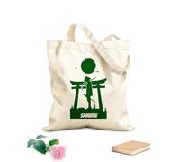 AILOONG Webbing Strap Tote Bag A warrior stands in front of the moon 340g/m² thick fabric Sketching bag