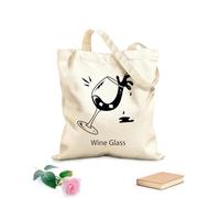 AILOONG Webbing Strap Tote Bag a wine glass icon designed in sketchy style 12 oz thick fabric Sketching bag 35x40cm Large