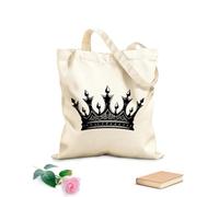 AILOONG Webbing Strap Tote Bag and exquisite crown symbol elegant sovereignty crown design in 12 oz thick fabric Sketching bag 25x30cm Small