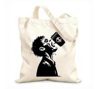 AILOONG Webbing Strap Tote Bag assortment of shadowed zombies on 12 oz thick fabric Sketching bag 25x30cm Small