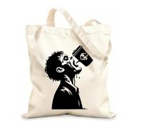 AILOONG Webbing Strap Tote Bag assortment of shadowed zombies on 12 oz thick fabric Sketching bag 31x36cm Medium